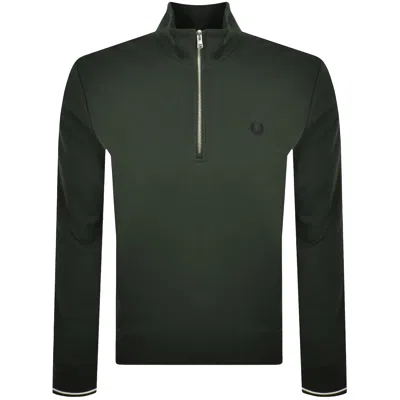 Fred Perry Half Zip Sweatshirt Court Green