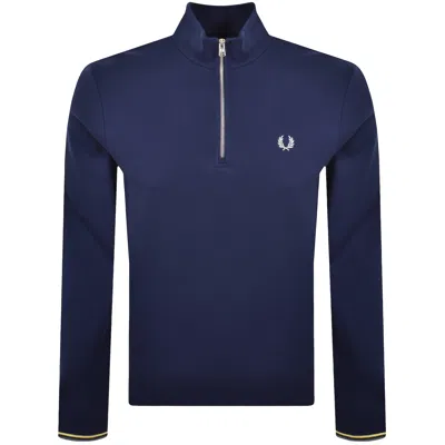 Fred Perry Half Zip Sweatshirt French Navy In Blue
