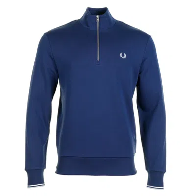 Fred Perry Half Zip Sweatshirt French Navy In Blue