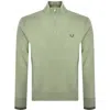 Fred Perry Half Zip Sweatshirt Olive Mint In Gray