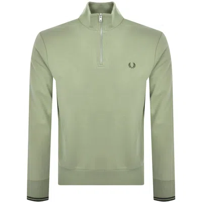 Fred Perry Half Zip Sweatshirt In Green