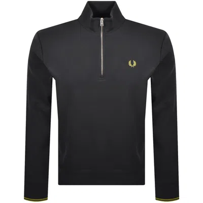 Fred Perry Half Zip Sweatshirt Grey In Black