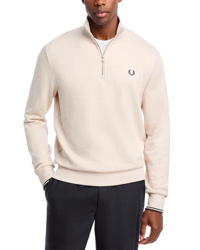 Fred Perry Half Zip Sweatshirt In Ivory