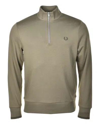 Fred Perry Half Zip Sweatshirt Laurel Green