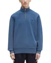 Fred Perry Half Zip Sweatshirt In Medium Blue/ Ultraviolet
