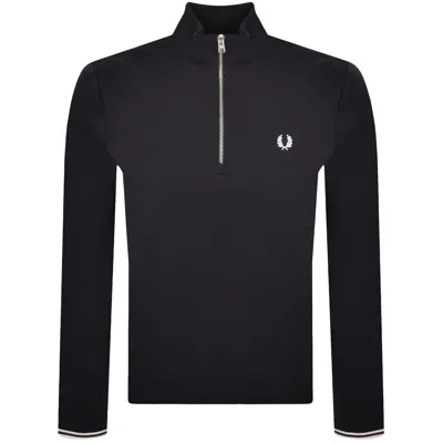 Fred Perry Half Zip Sweatshirt Navy In Blue