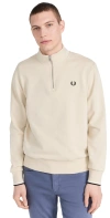 Fred Perry Half Zip Sweatshirt In Oatmeal / Black