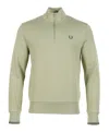 Fred Perry Half Zip Sweatshirt Olive Mint In Gray