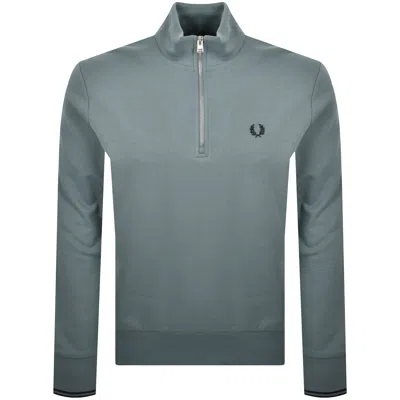 Fred Perry Half Zip Sweatshirt Stockport Blue In Green