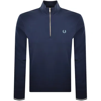 Fred Perry Half Zip Sweatshirt Tennis Blue