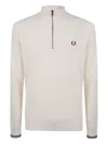 Fred Perry Half-zip Waffle Sweater In Neutral