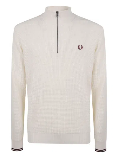FRED PERRY HALF-ZIP WAFFLE SWEATER