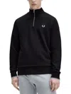Fred Perry Half-zip Front Sweatshirt With High Collar And Ribbed Detailing In Black
