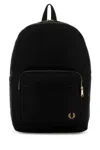 Fred Perry Black Canvas Backpack In Black