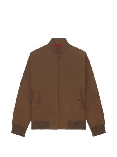 Fred Perry Harrington Logo-embroidered Zip-up Jacket In Brown
