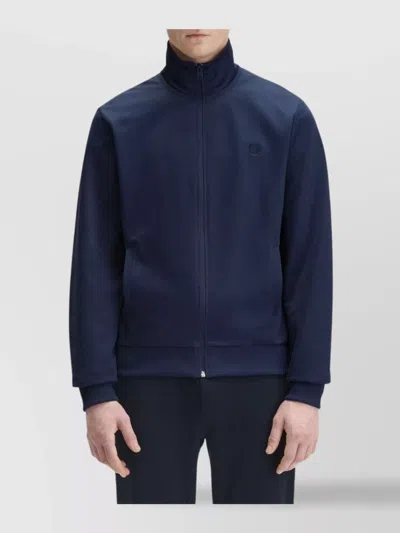 Fred Perry High Collar Ribbed Cuffs And Hem In Blue