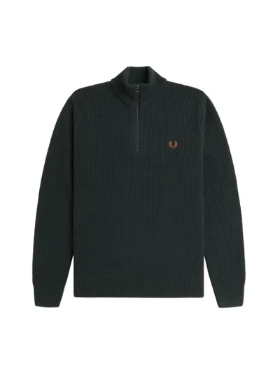 FRED PERRY HIGH COLLAR ZIP CLOSURE SWEATER
