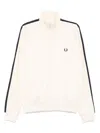 Fred Perry High Collar Track Jacket With Side Stripes In Neutrals