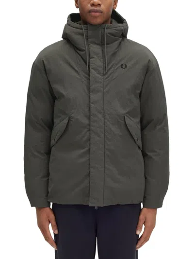 FRED PERRY HOODED PADDED JACKET WITH TEXTURED FINISH