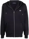 Fred Perry Hooded Zip Through Sweatshirt In Black
