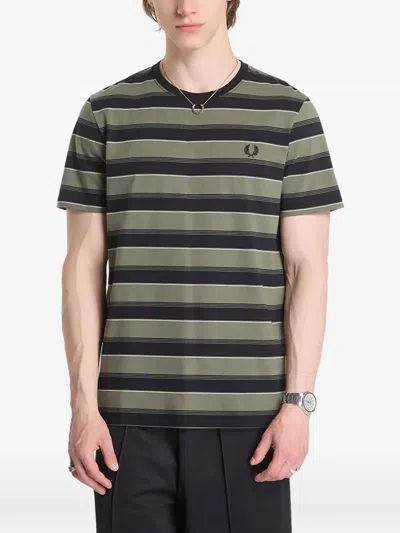 Fred Perry Horizontal-stripe T-shirt In Green