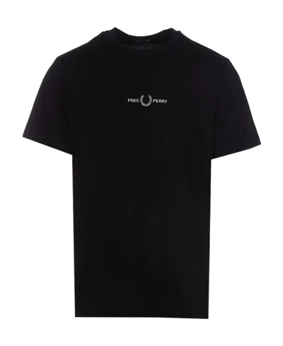 Fred Perry Item O-neck Short-sleeved T-shirt In Black