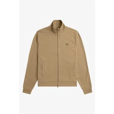 Fred Perry J7826 Tape Detail Track Jacket Warm Stone In Brown