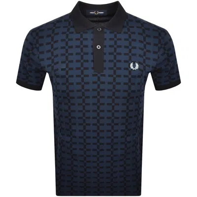 Fred Perry Jacquard Print Polo Blue