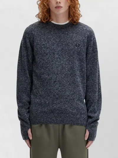 Fred Perry Jersey Logo Front Ribbed Cuffs Hem In Gray