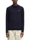Fred Perry Mens Classic Crew Neck Jumper Nos In Blue