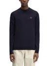 Fred Perry Mens Classic Crew Neck Jumper Nos In Blue