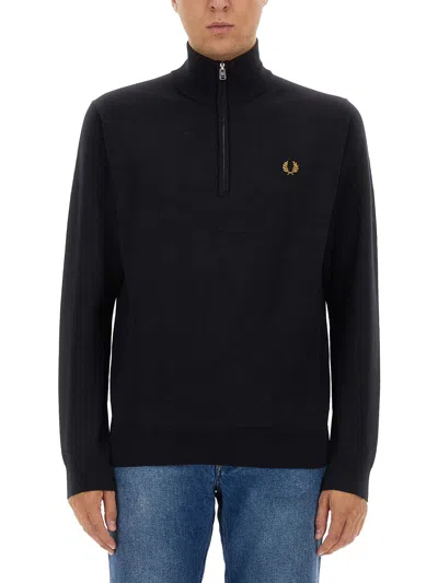 Fred Perry Mens Classic Half Zip Jumper In Blue