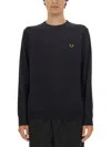Fred Perry Mens Classic Crew Neck Jumper Nos In Blue
