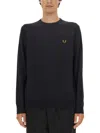 Fred Perry Blue Wool And Cotton Sweater In Blue