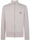 Fred Perry Chunky Rib Zip Through Cardigan In Beige
