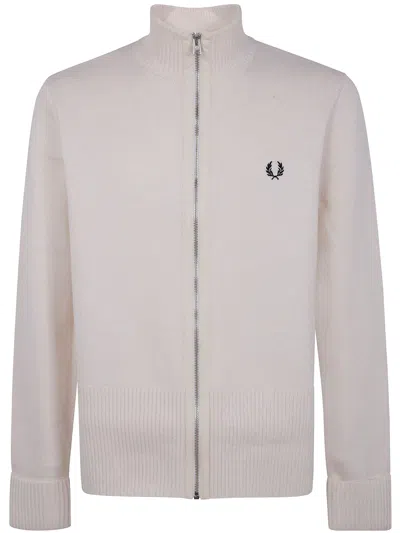 FRED PERRY CHUNKY RIB ZIP THROUGH CARDIGAN,K8569 560 ECRU