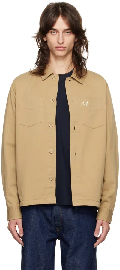 Fred Perry Khaki Twill Overshirt In 363