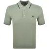 Fred Perry Short Sleeve Pique Stitch Knitted Polo Shirt Bayleaf In Green
