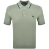 Fred Perry Short Sleeve Pique Stitch Knitted Polo Shirt Bayleaf In Multi