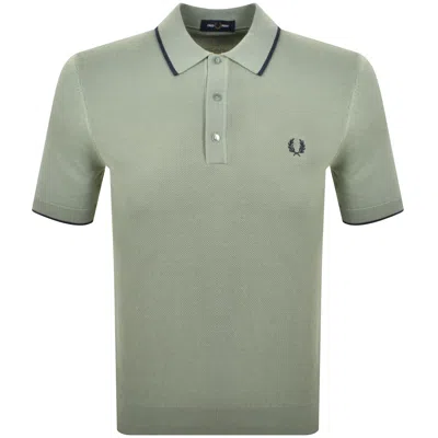 Fred Perry Knit Polo T Shirt Bayleaf Green In Multi