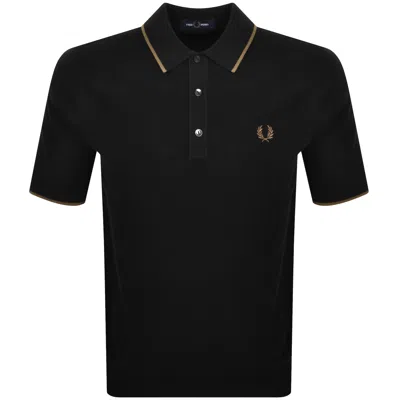 Fred Perry Knit Polo T Shirt Black