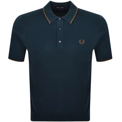 Fred Perry Knit Polo T Shirt Dark Petrol Blue