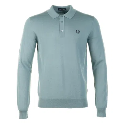 Fred Perry Knitted Long Sleeve Polo Shirt Stockport Blue