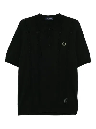 Fred Perry Knitted Polo Shirt In Black
