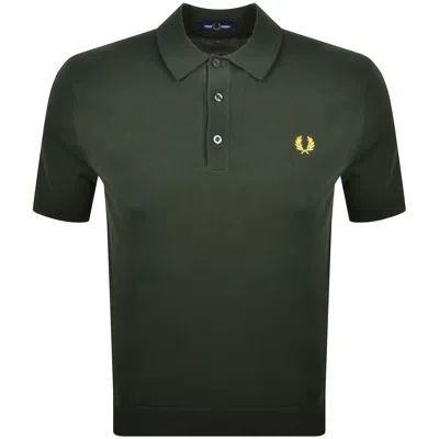 Fred Perry Knitted Polo Shirt Court Green