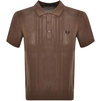 Fred Perry Knitted Polo T Shirt Brown