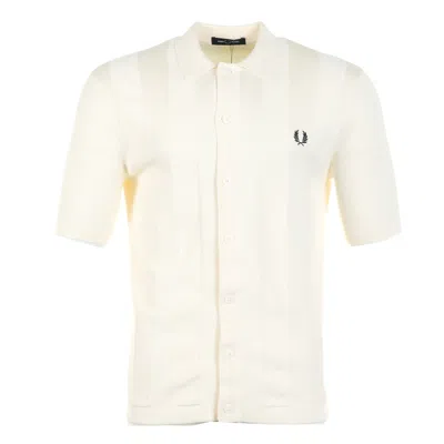Fred Perry Knitted Tonal Vertical Stripe Shirt Ecru In White