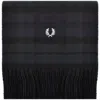 Fred Perry Lambswool Tartan Scarf Black In Black