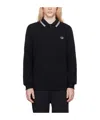 Fred Perry Authentic Long Sleeved Twin Tipped Polo Black In Black
