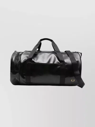 Fred Perry Large Barrel Travel Bag With Dual Handles In Black